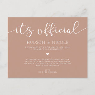 It's Official Elopement Wedding Announcement Postcard