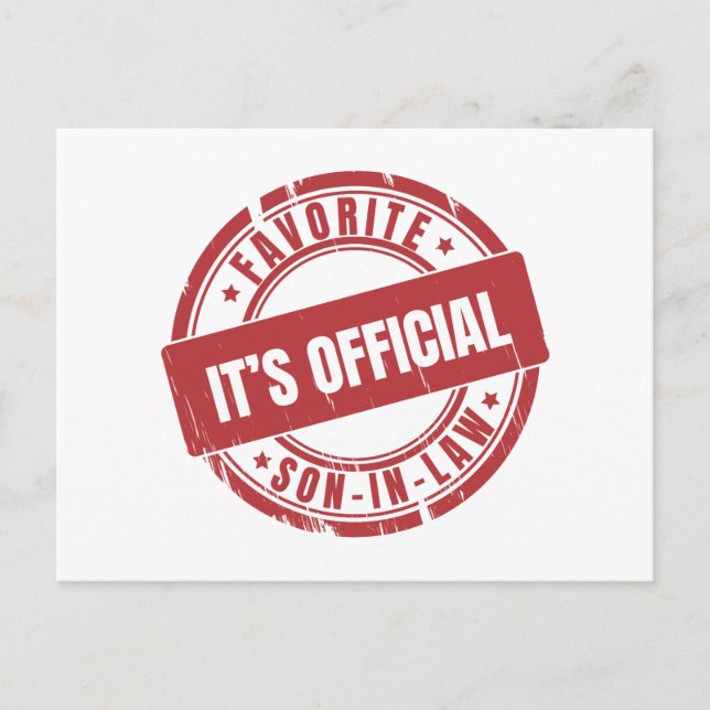 Its Official Im The Favorite Son In Law Holiday Postcard (Front)