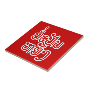 It's OK ♦ Bor Pen Yang in Laos / Laotian Script ♦ Ceramic Tile