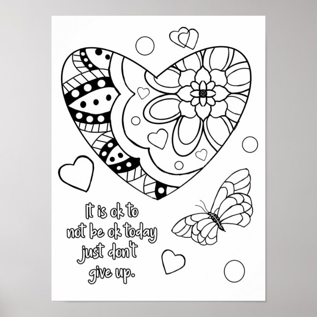It's ok heart colouring  poster (Front)