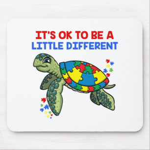 Its Ok To Be A Little Different Turtle Autism Awar Mouse Pad