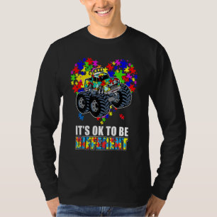 It's Ok To Be Dif Fer Ent Autism Heart Shape Monst T-Shirt