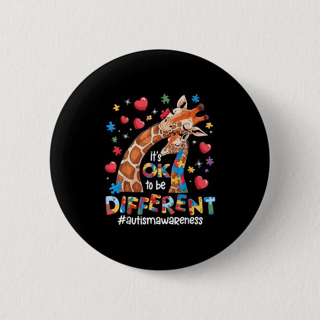 It's Ok To Be Different Autism Awareness Cute Gira 6 Cm Round Badge (Front)