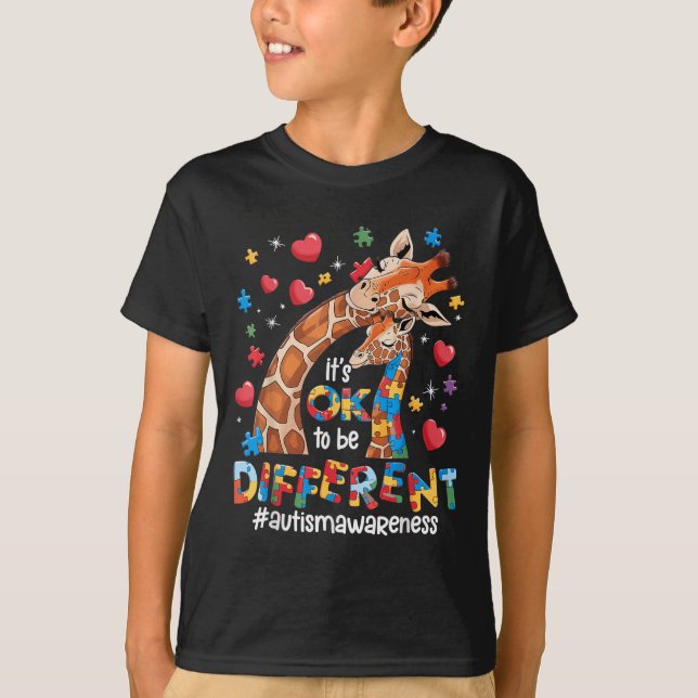 It's Ok To Be Different Autism Awareness Cute Gira T-Shirt (Front)