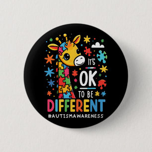 Its Ok To Be Different Autism Awareness Cute Giraf 6 Cm Round Badge