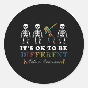 It's Ok To Be Different Autism Awareness Dabbing S Classic Round Sticker