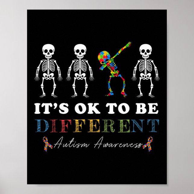 It's Ok To Be Different Autism Awareness Dabbing S Poster (Front)
