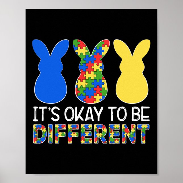 It's Ok To Be Different Autism Awareness Easter Bu Poster (Front)