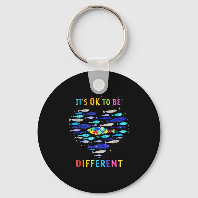 It's ok to be different autism awareness fish  key ring (Front)