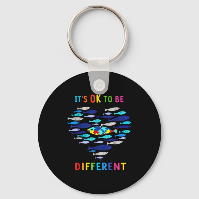 It's ok to be different autism awareness fish  key ring (Front)