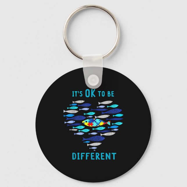 It's ok to be different autism awareness fish  key ring (Front)