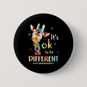 Its Ok To Be Different Autism Awareness Giraffe 6 Cm Round Badge