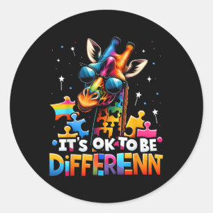 Its Ok To Be Different Autism Awareness Giraffe Bo Classic Round Sticker