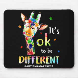 Its Ok To Be Different Autism Awareness Giraffe  Mouse Pad