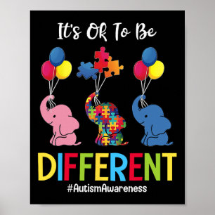 It's Ok To Be Different Autism Awareness Kids Boys Poster