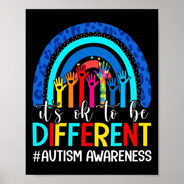 It's Ok To Be Different Autism Awareness Leopard R Poster (Front)