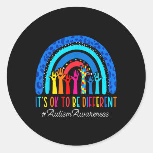Its Ok To Be Different Autism Awareness Leopard Ra Classic Round Sticker