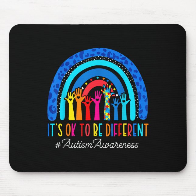 Its Ok To Be Different Autism Awareness Leopard Ra Mouse Pad (Front)