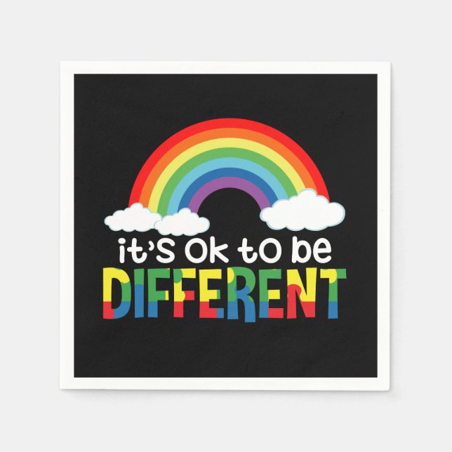 It's Ok To Be Different Autism Awareness Napkin (Front)