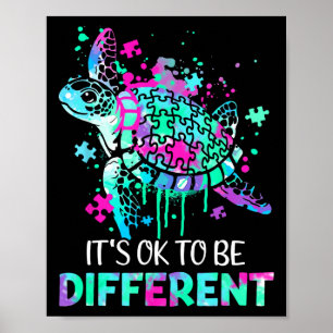 It's Ok To Be Different Autism Awareness Puzzle Pi Poster