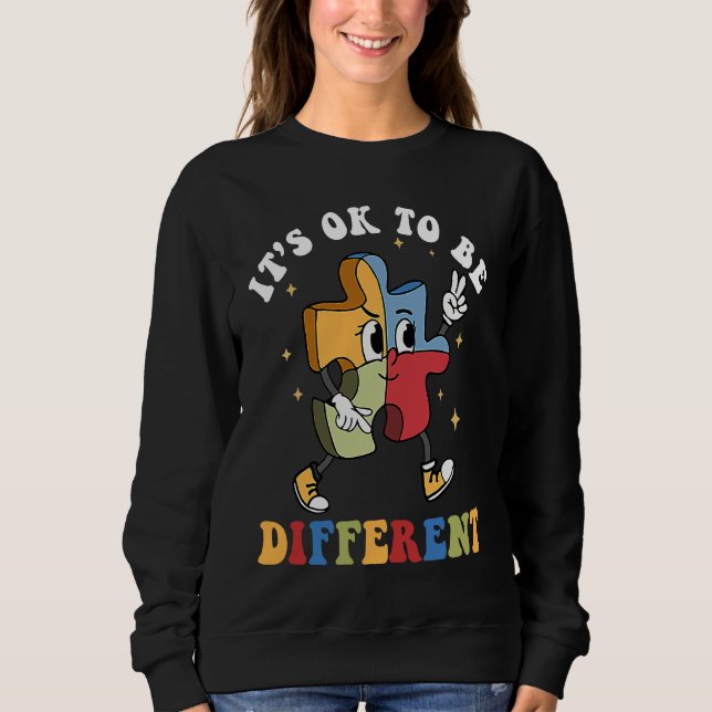 It's Ok To Be Different Autism Awareness Puzzle Pi Sweatshirt (Front)