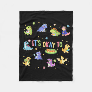 Its Ok to Be Different Autism Dinosaur Education Fleece Blanket