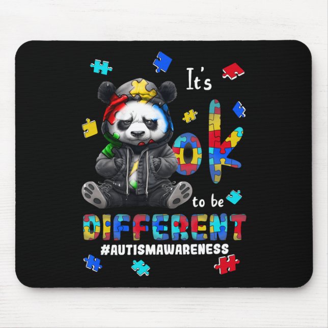 It's Ok To Be Different Autism Panda  Mouse Pad (Front)