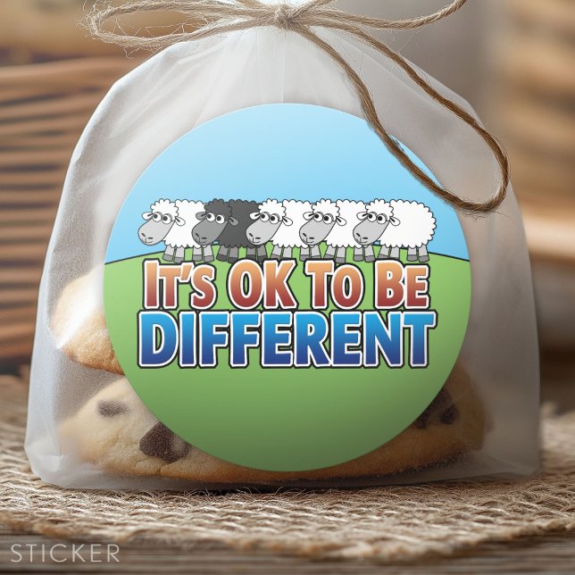 It's OK to be Different BLACK SHEEP Classic Round Sticker (Custom Sticker)