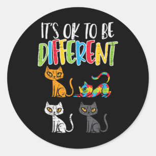 Its Ok To Be Different Cat Puzzle Cute Autism Awar Classic Round Sticker
