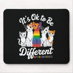 Its Ok To Be Different Cat Puzzle Cute Autism Awar Mouse Pad