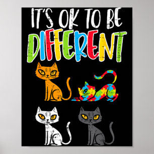 Its Ok To Be Different Cat Puzzle Cute Autism Awar Poster