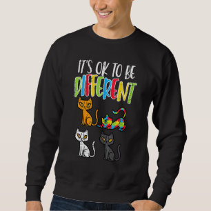 Its Ok To Be Different Cat Puzzle Cute Autism Awar Sweatshirt