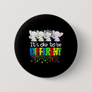 It's Ok To Be Different Cute Elephant Autism Aware 6 Cm Round Badge