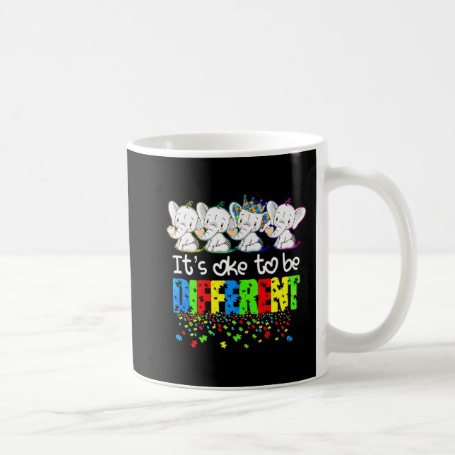 It's Ok To Be Different Cute Elephant Autism Aware Coffee Mug (Right)