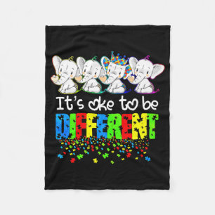 It's Ok To Be Different Cute Elephant Autism Aware Fleece Blanket