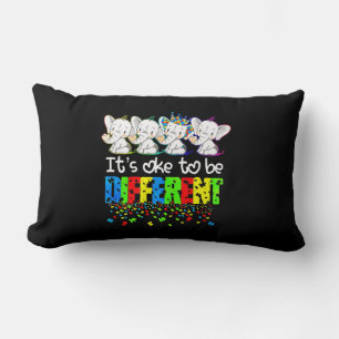 It's Ok To Be Different Cute Elephant Autism Aware Lumbar Cushion