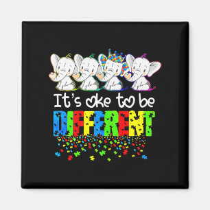 It's Ok To Be Different Cute Elephant Autism Aware Magnet