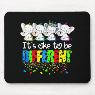 It's Ok To Be Different Cute Elephant Autism Aware Mouse Pad
