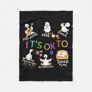 It's ok to be different cute goose positive quote fleece blanket