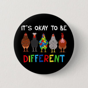It's Ok To Be Different Cute Puzzle Chicken Autism 6 Cm Round Badge