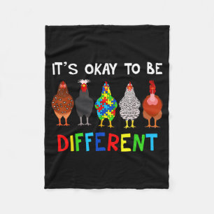 Its Ok To Be Different Cute Puzzle Chicken Autism Fleece Blanket