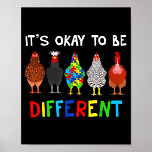 Its Ok To Be Different Cute Puzzle Chicken Autism  Poster