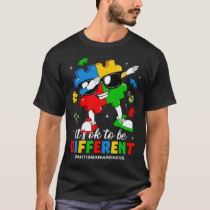 It's Ok To Be Different Dabbing Puzzle Autism Awar T-Shirt