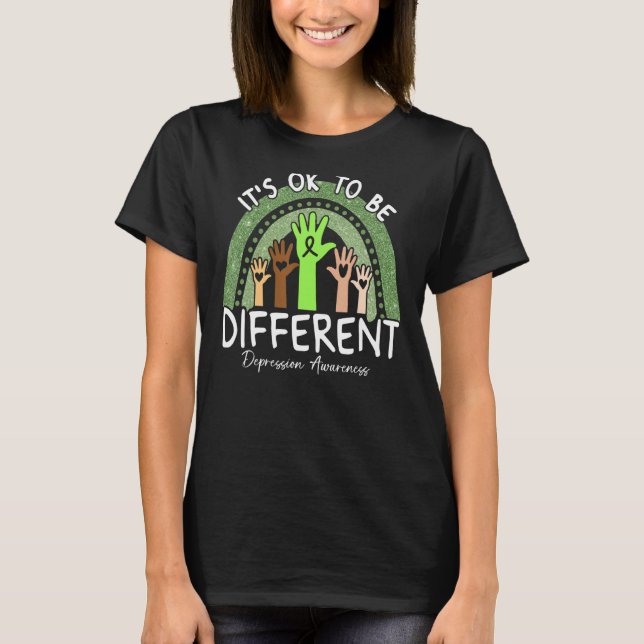 It's Ok To Be Different Depression Awareness Lime  T-Shirt (Front)
