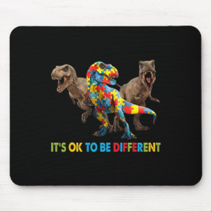 It's Ok To Be Different Dinosaur Autism Awareness Mouse Pad