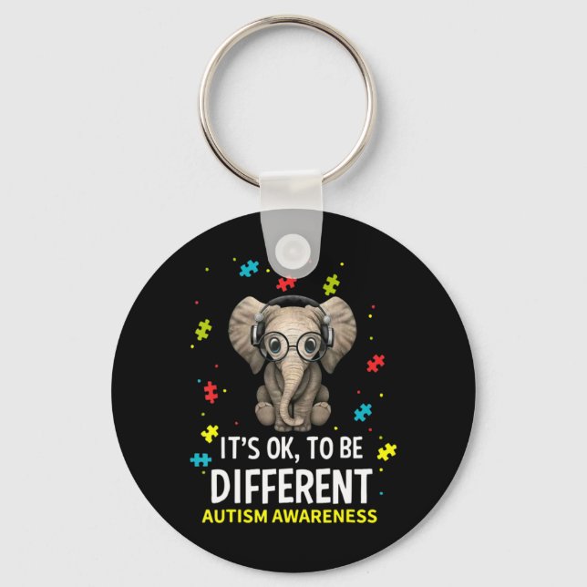 It's ok to be different elephant autism awareness  key ring (Front)