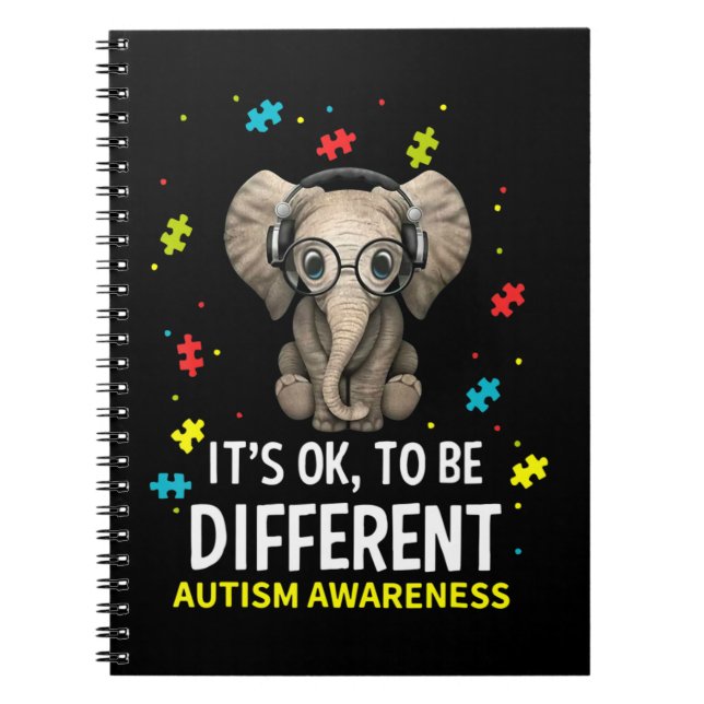 It's ok to be different elephant autism awareness  notebook (Front)