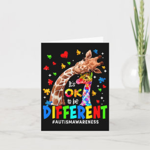 It's Ok To Be Different Giraffe Autism Awareness B Card