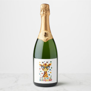 It's Ok To Be Different Giraffe Autism Awareness B Sparkling Wine Label