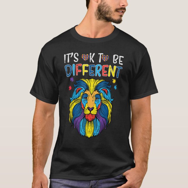 Its Ok To Be Different Lion Autism Awareness Men W T-Shirt (Front)